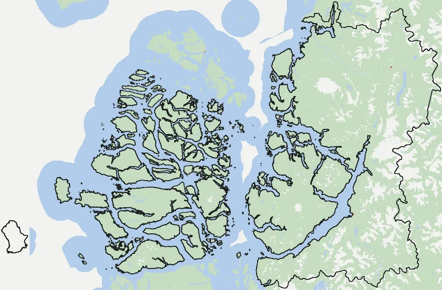 Mapa de Cisnes con las zonas pobladas, la plantación forestal a menos de 500 m y el área quemada entre 2023 y 2025